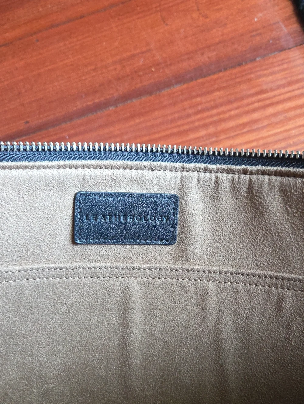 Black Leather Laptop Portfolio with Embossed Logo